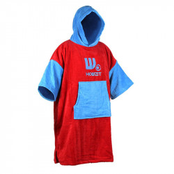 Poncho en velours bleu/rouge - howzit